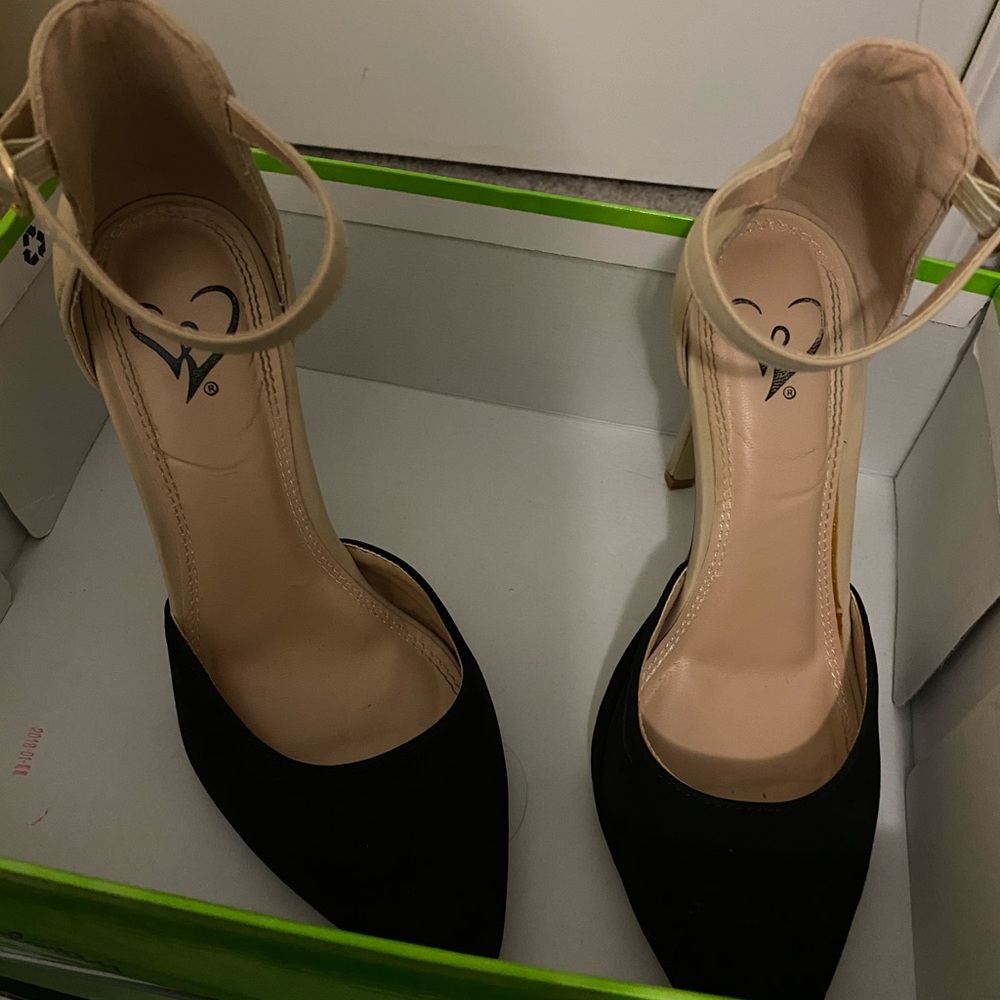 Cream and black heels
